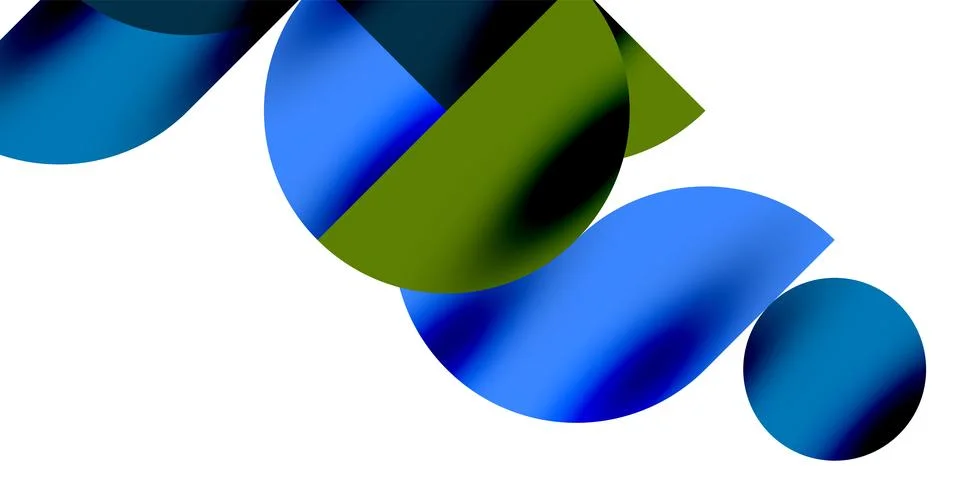 Shadow effect shiny circles and round triangles geometric modern art. Vector Ilustración de archivo