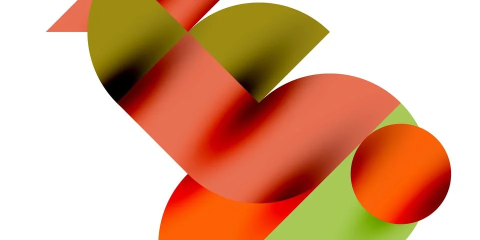 Shadow effect shiny circles and round triangles geometric modern art. Vector Stock Illustration