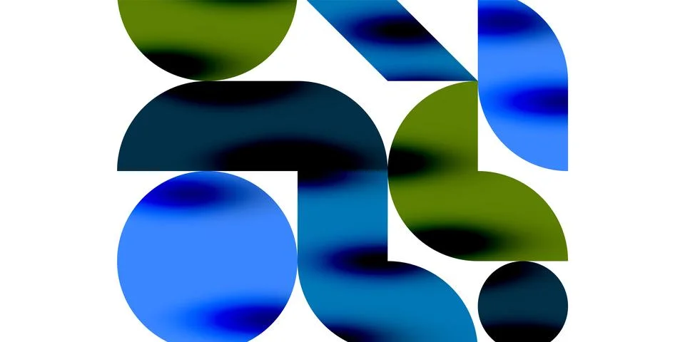 Shadow effect shiny circles and round triangles geometric modern art. Vector Ilustración de archivo