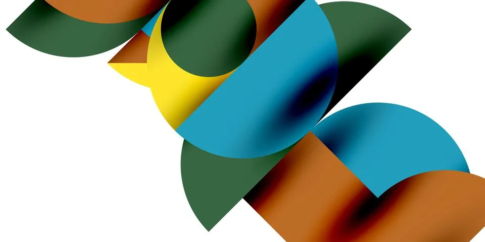 Shadow effect shiny circles and round triangles geometric modern art. Vector Ilustración de archivo