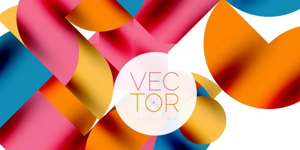 Shadow effect shiny circles and round triangles geometric modern art. Vector Ilustración de archivo