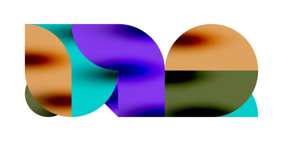 Shadow effect shiny circles and round triangles geometric modern art. Vector Stock Illustration