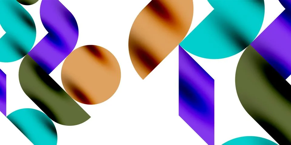 Shadow effect shiny circles and round triangles geometric modern art. Vector Stock Illustration