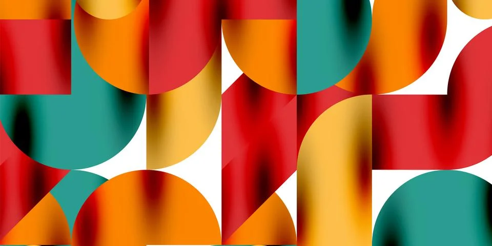 Shadow effect shiny circles and round triangles geometric modern art. Vector Ilustración de archivo