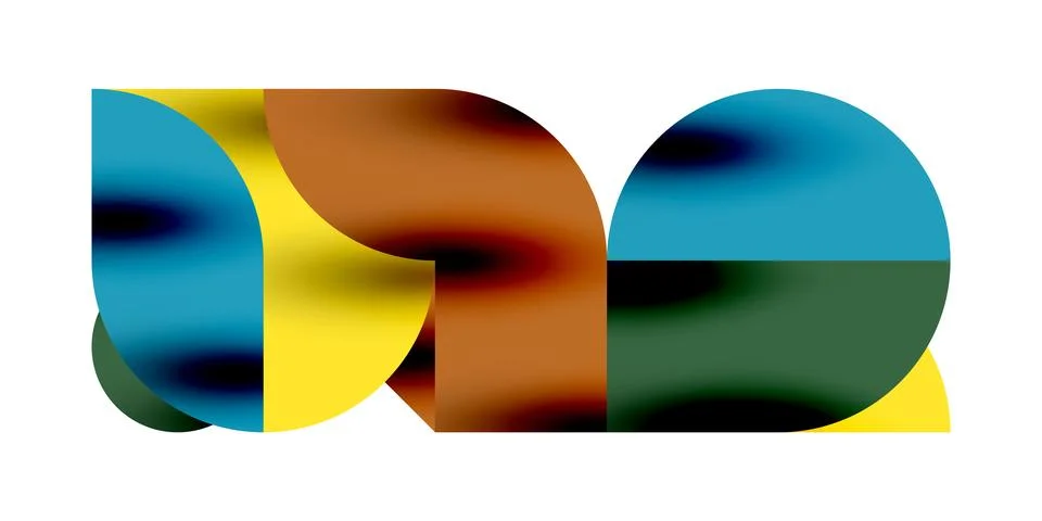 Shadow effect shiny circles and round triangles geometric modern art. Vector Ilustración de archivo