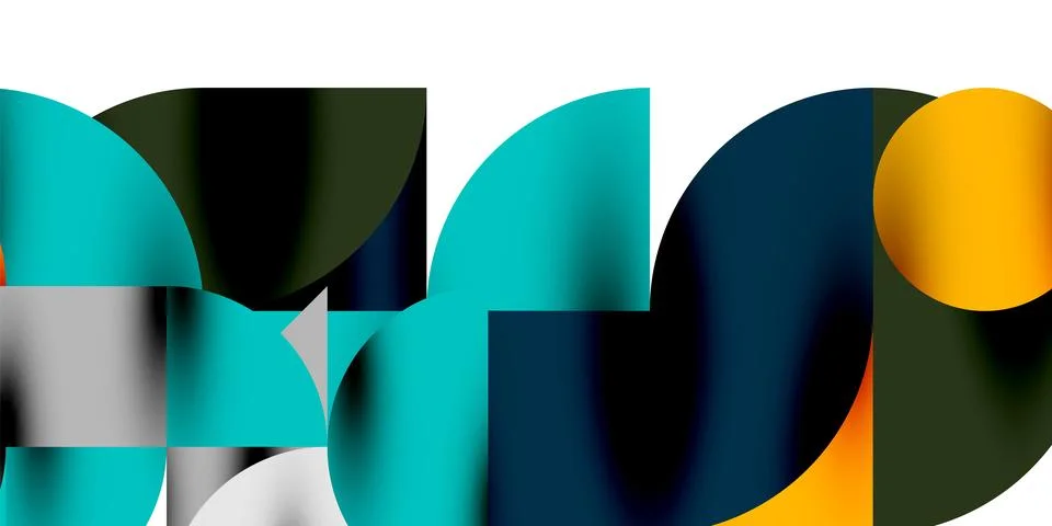Shadow effect shiny circles and round triangles geometric modern art. Vector Ilustración de archivo