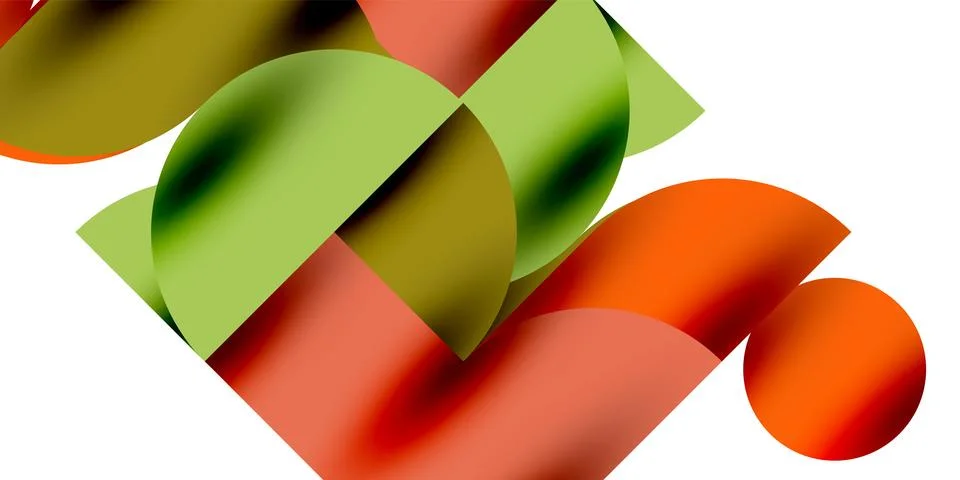 Shadow effect shiny circles and round triangles geometric modern art. Vector Ilustración de archivo