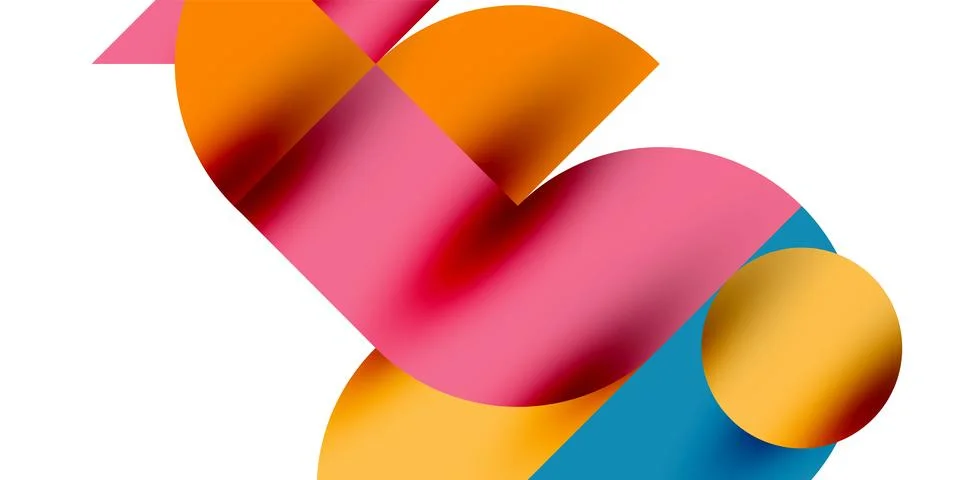 Shadow effect shiny circles and round triangles geometric modern art. Vector Ilustración de archivo