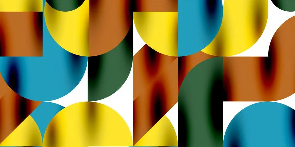 Shadow effect shiny circles and round triangles geometric modern art. Vector Ilustración de archivo