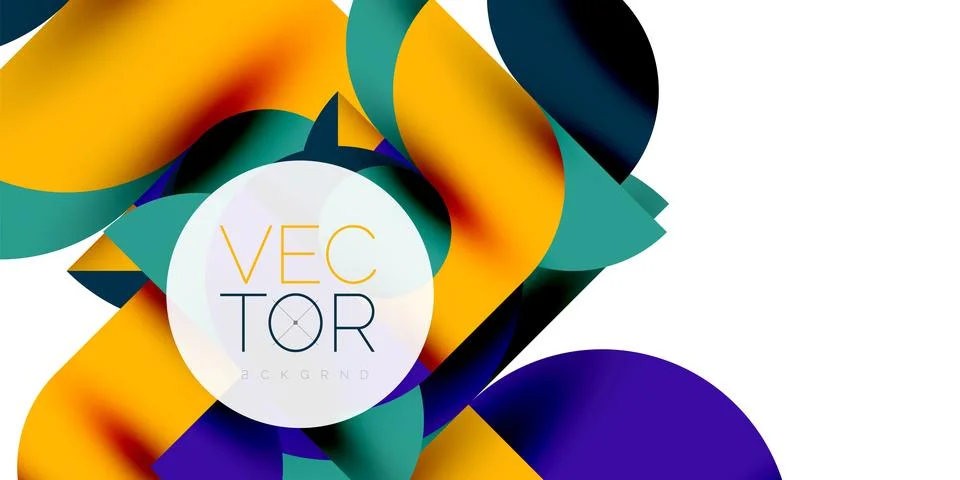 Shadow effect shiny circles and round triangles geometric modern art. Vector Ilustración de archivo