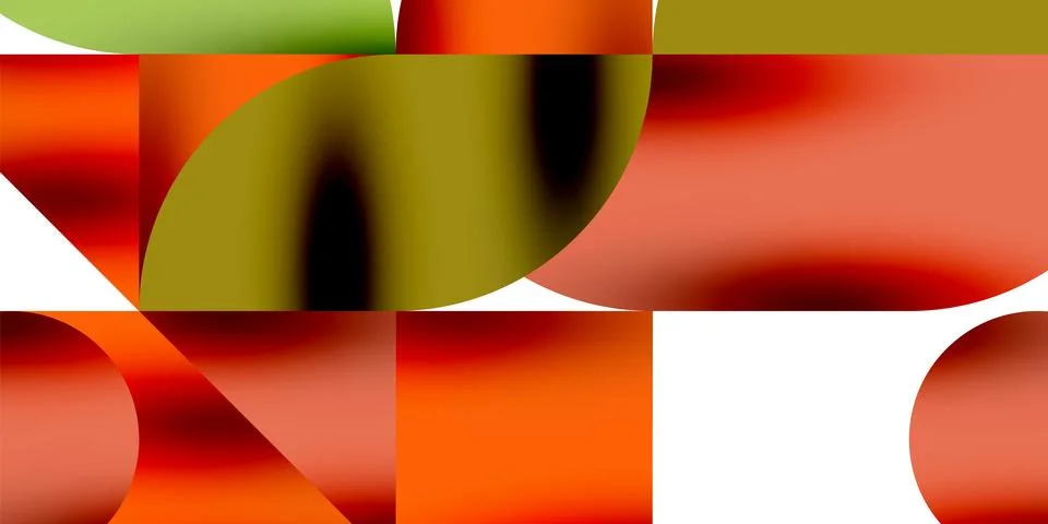 Shadow effect shiny circles and round triangles geometric modern art. Vector Stock Illustration
