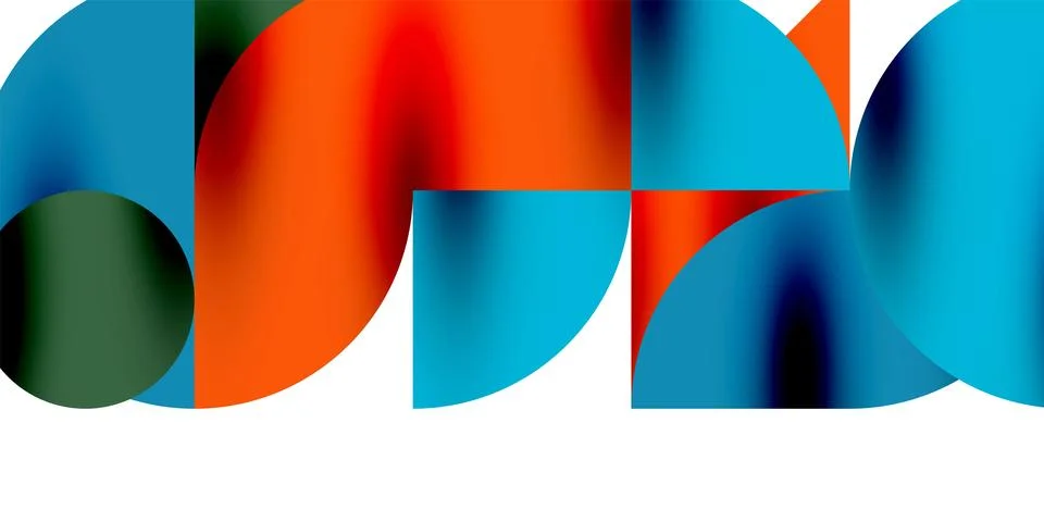 Shadow effect shiny circles and round triangles geometric modern art. Vector Ilustración de archivo