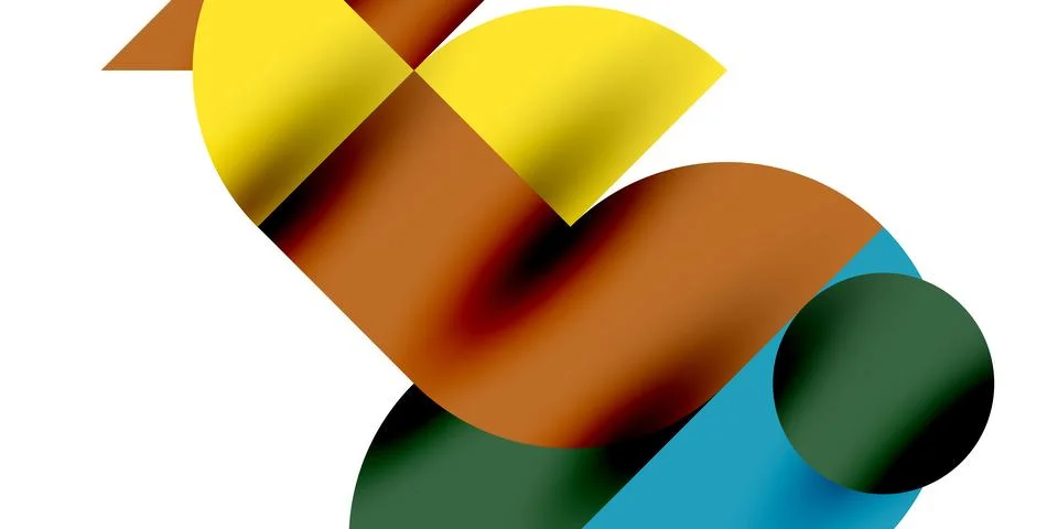 Shadow effect shiny circles and round triangles geometric modern art. Vector Ilustración de archivo