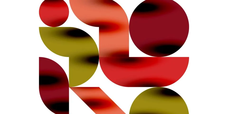 Shadow effect shiny circles and round triangles geometric modern art. Vector Stock Illustration