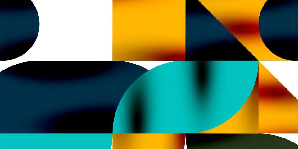 Shadow effect shiny circles and round triangles geometric modern art. Vector Stock Illustration