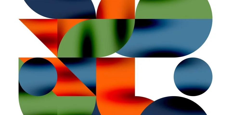 Shadow effect shiny circles and round triangles geometric modern art. Vector Stock Illustration