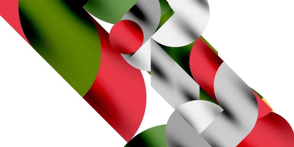 Shadow effect shiny circles and round triangles geometric modern art. Vector Ilustración de archivo