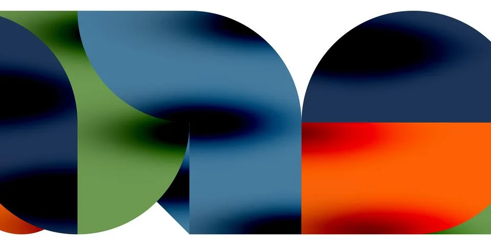 Shadow effect shiny circles and round triangles geometric modern art. Vector Stock Illustration