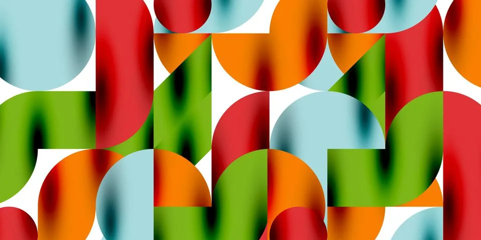 Shadow effect shiny circles and round triangles geometric modern art. Vector Stock Illustration