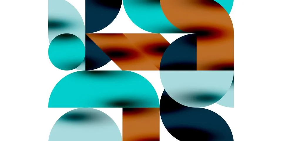 Shadow effect shiny circles and round triangles geometric modern art. Vector Stock Illustration