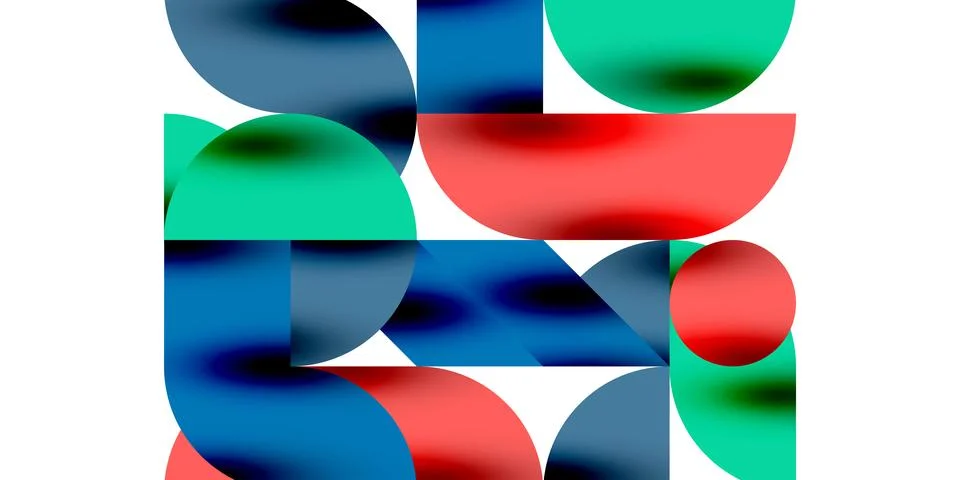 Shadow effect shiny circles and round triangles geometric modern art. Vector Ilustración de archivo