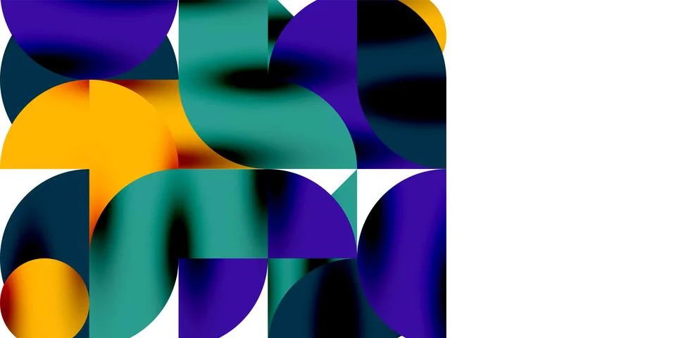 Shadow effect shiny circles and round triangles geometric modern art. Vector Stock Illustration