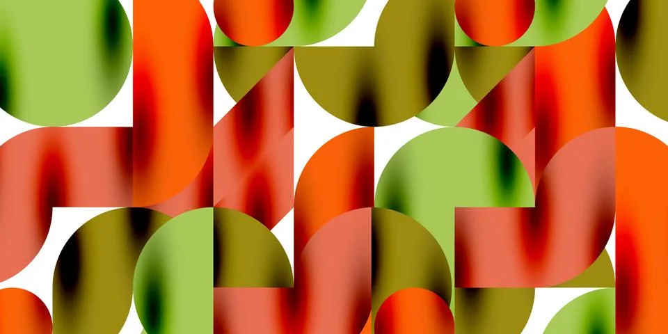 Shadow effect shiny circles and round triangles geometric modern art. Vector Stock Illustration