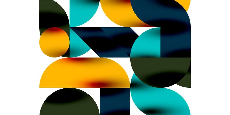 Shadow effect shiny circles and round triangles geometric modern art. Vector Stock Illustration