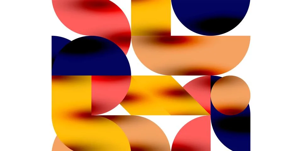 Shadow effect shiny circles and round triangles geometric modern art. Vector Stock Illustration