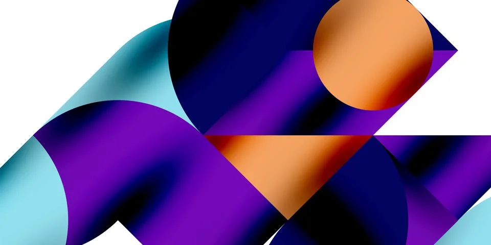 Shadow effect shiny circles and round triangles geometric modern art. Vector Stock Illustration