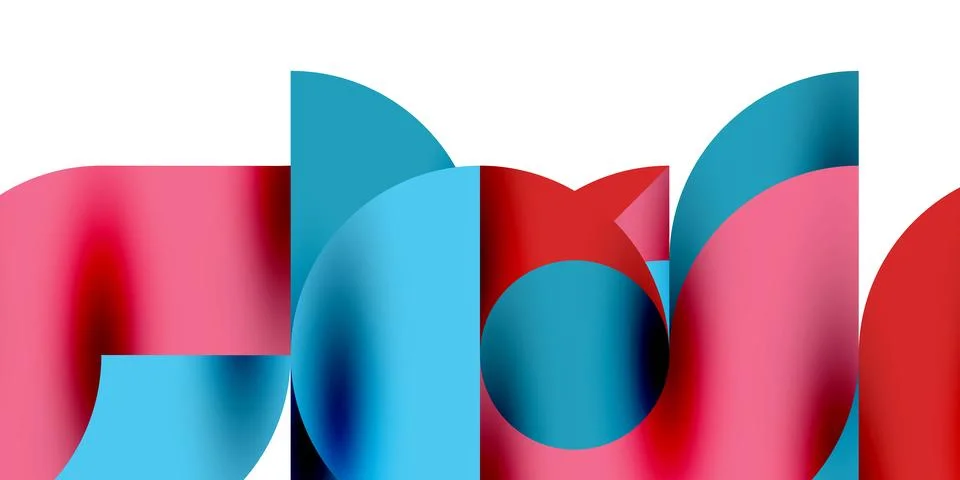 Shadow effect shiny circles and round triangles geometric modern art. Vector Stock Illustration