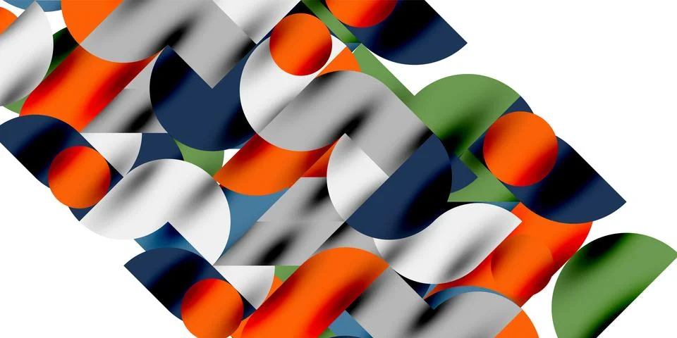 Shadow effect shiny circles and round triangles geometric modern art. Vector Stock Illustration
