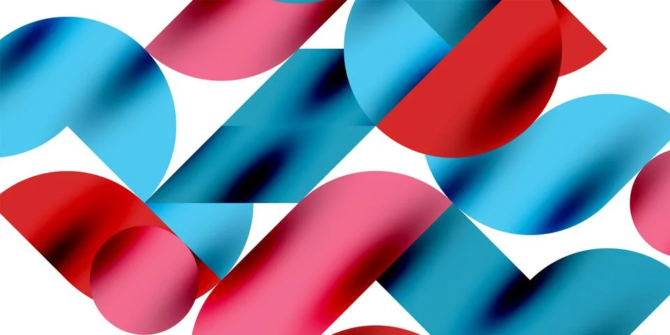 Shadow effect shiny circles and round triangles geometric modern art. Vector Stock Illustration