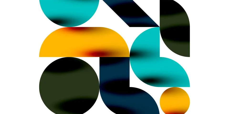 Shadow effect shiny circles and round triangles geometric modern art. Vector Stock Illustration