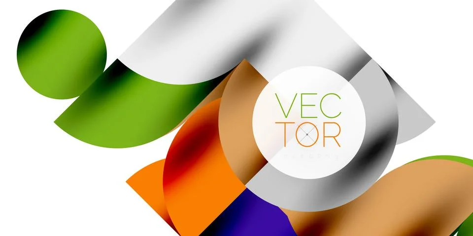 Shadow effect shiny circles and round triangles geometric modern art. Vector Stock Illustration
