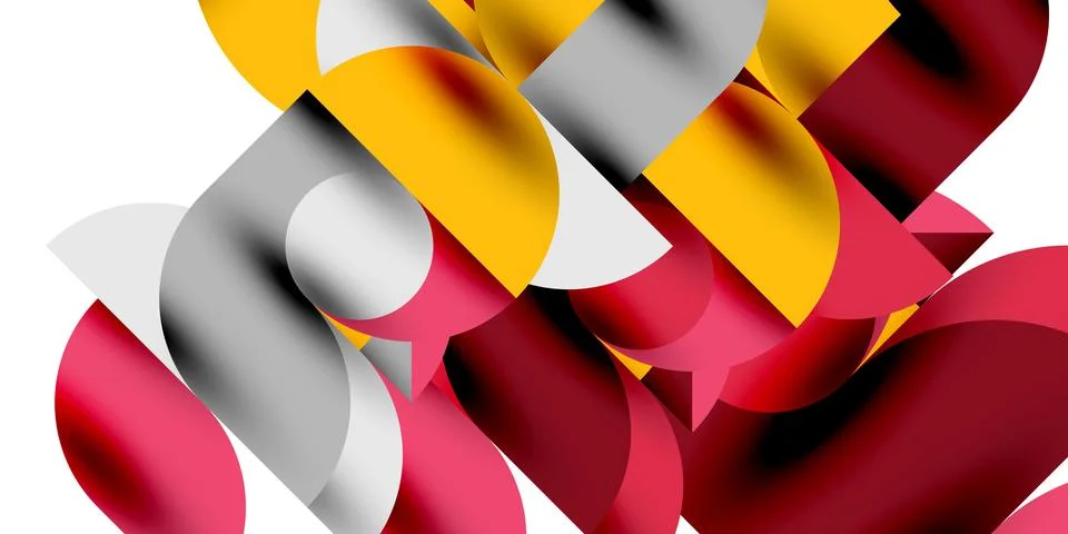 Shadow effect shiny circles and round triangles geometric modern art. Vector Ilustración de archivo