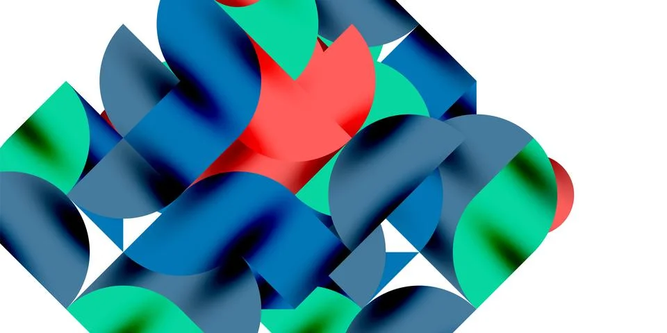 Shadow effect shiny circles and round triangles geometric modern art. Vector Stock Illustration