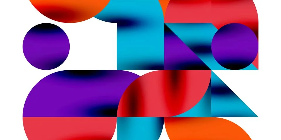 Shadow effect shiny circles and round triangles geometric modern art. Vector Stock Illustration