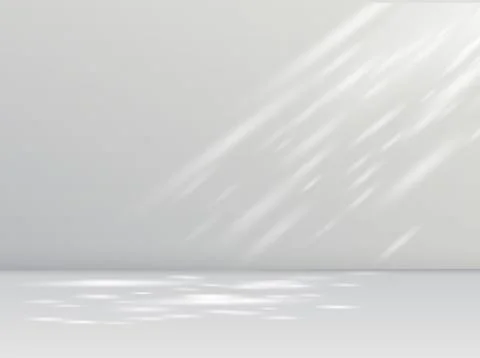 Shadow effect on white wall in room, sunbeams reflection, blurred soft shadow 스톡 일러스트