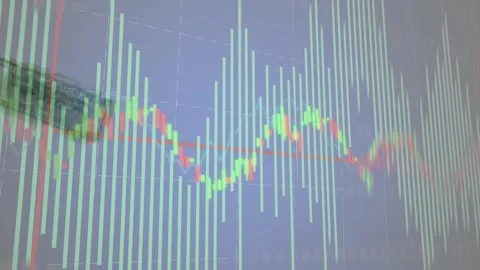 Shadow entering left and drifting, obscuring projected chart showing bars, wavy Stock Footage 329832268