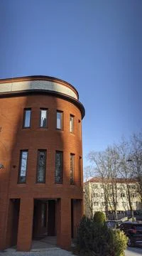 Shadow falling on a brick house Stock Photos