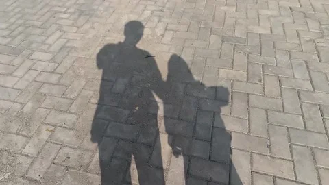 The shadow of a father and daughter Stock Footage 341747112