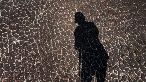 Shadow Of Female On Sun Crack Texture Big Rock Floor Background Stock Footage 296539096
