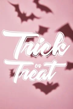 Shadow flying bats pink background Stock Illustration