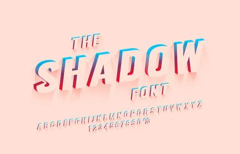 Shadow font set collection, letters and numbers symbol. Vector Stock Illustration