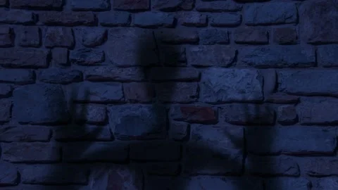 The shadow of a ghost in the moonlight on a wall. Stock Footage 135350731