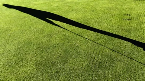 Shadow of a Golfer Putting the Ball on Putting Green on the Golf Course Video stock 272762456