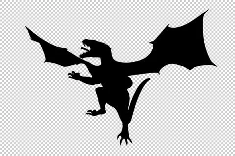 Shadow of great and powerful flying dragon. His mouth is wide open Stock Illustration