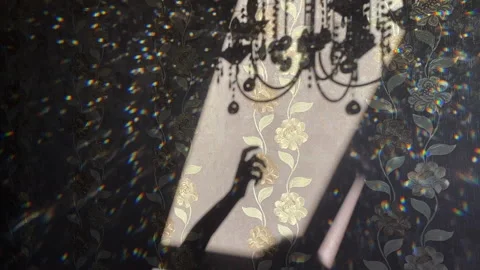 Shadow of the hand is played in the rays of the sun and the glare of the prism Stock Footage 221757333