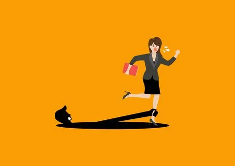 Shadow hand pulling a business woman Illustrazione stock